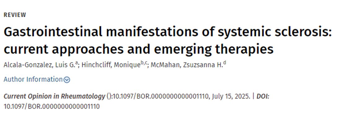🚨 Just published!

A comprehensive and uptodate review on gastrointestinal involvement in systemic sclerosis  — Novel mechanisms, diagnosis, and future treatments.
🔗 journals.lww.com/co-rheumatolog…

<a href="/aegastro/">Aegastro</a> <a href="/AEEsclerodermia/">A. E. Esclerodermia</a>