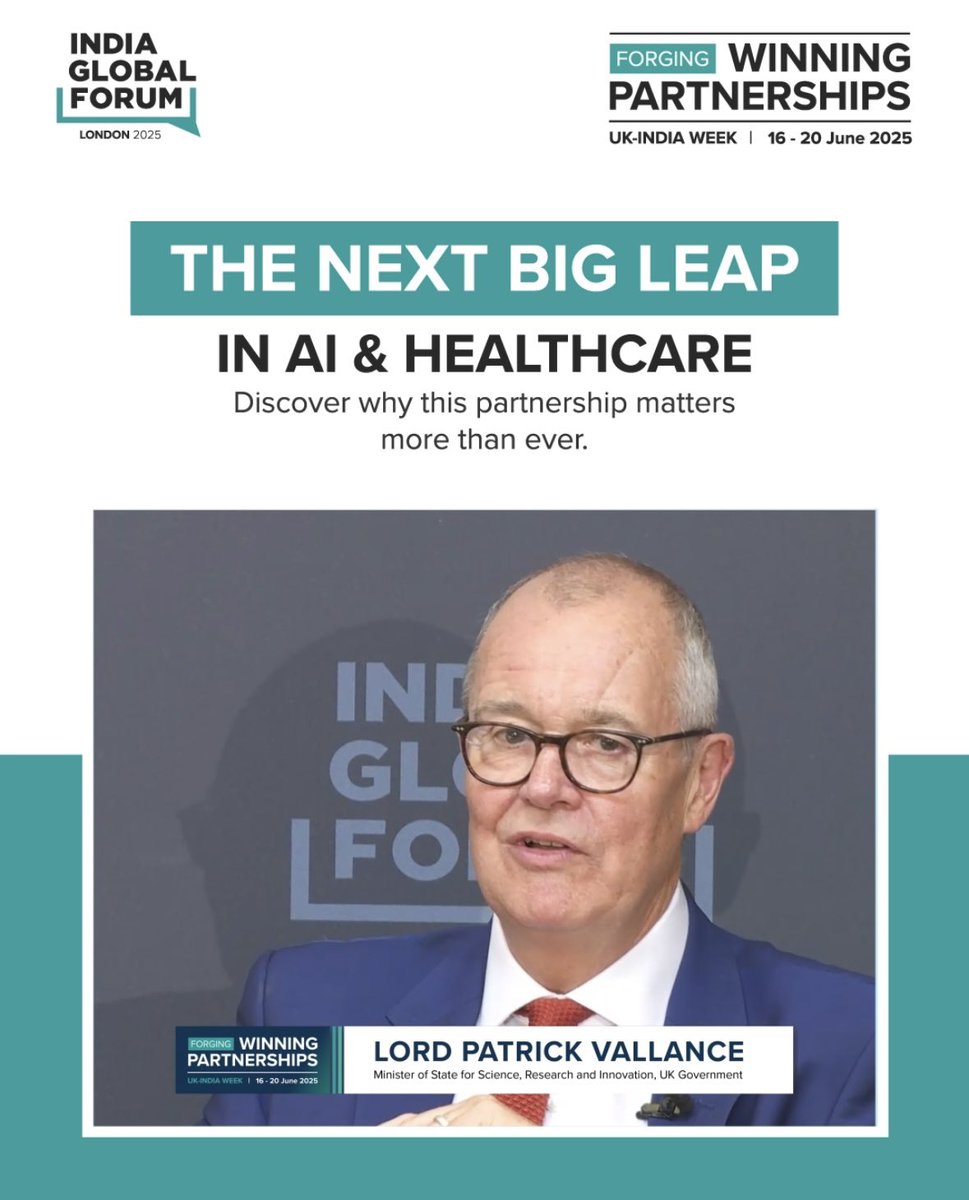 IGFupdates's tweet image. At #IGFLondon 2025, Lord Patrick Vallance, Minister of State for Science, Research and Innovation (@SciTechgovuk), UK Government, delivered a keynote on unlocking a new era of UK–India collaboration.
He shared that there are significant opportunities in AI and healthcare that…