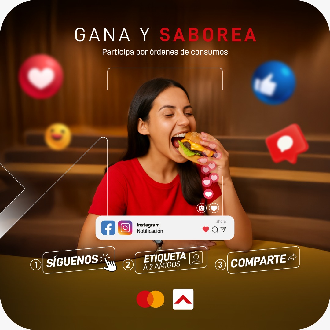 🍔🔥 ¡𝗤𝘂𝗲 𝗲𝗹 𝗮𝗻𝘁𝗼𝗷𝗼 𝗻𝗼 𝘁𝗲 𝗴𝗮𝗻𝗲!⁣
⁣
Si las hamburguesas son tu debilidad, esto te va a encantar.⁣
Sigue los pasos y gana órdenes de consumo para darte ese gustito que alegra cualquier día. 😍🍟⁣
⁣
✅𝗦í𝗴𝘂𝗲𝗻𝗼𝘀 𝗲𝗻 👇⁣
⁣
📲 𝗙𝗮𝗰𝗲𝗯𝗼𝗼𝗸: