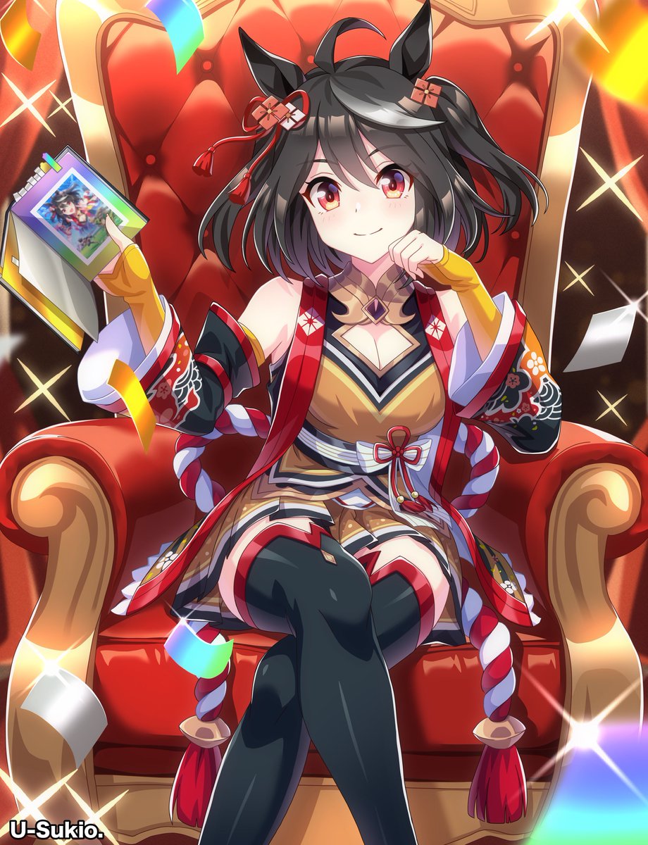 suzukatore's tweet image. I drew this illustration just to tell you this.
The word "strongest" exists for this support card...
Trainers, are you ready??
#umamusume #kitasanblack