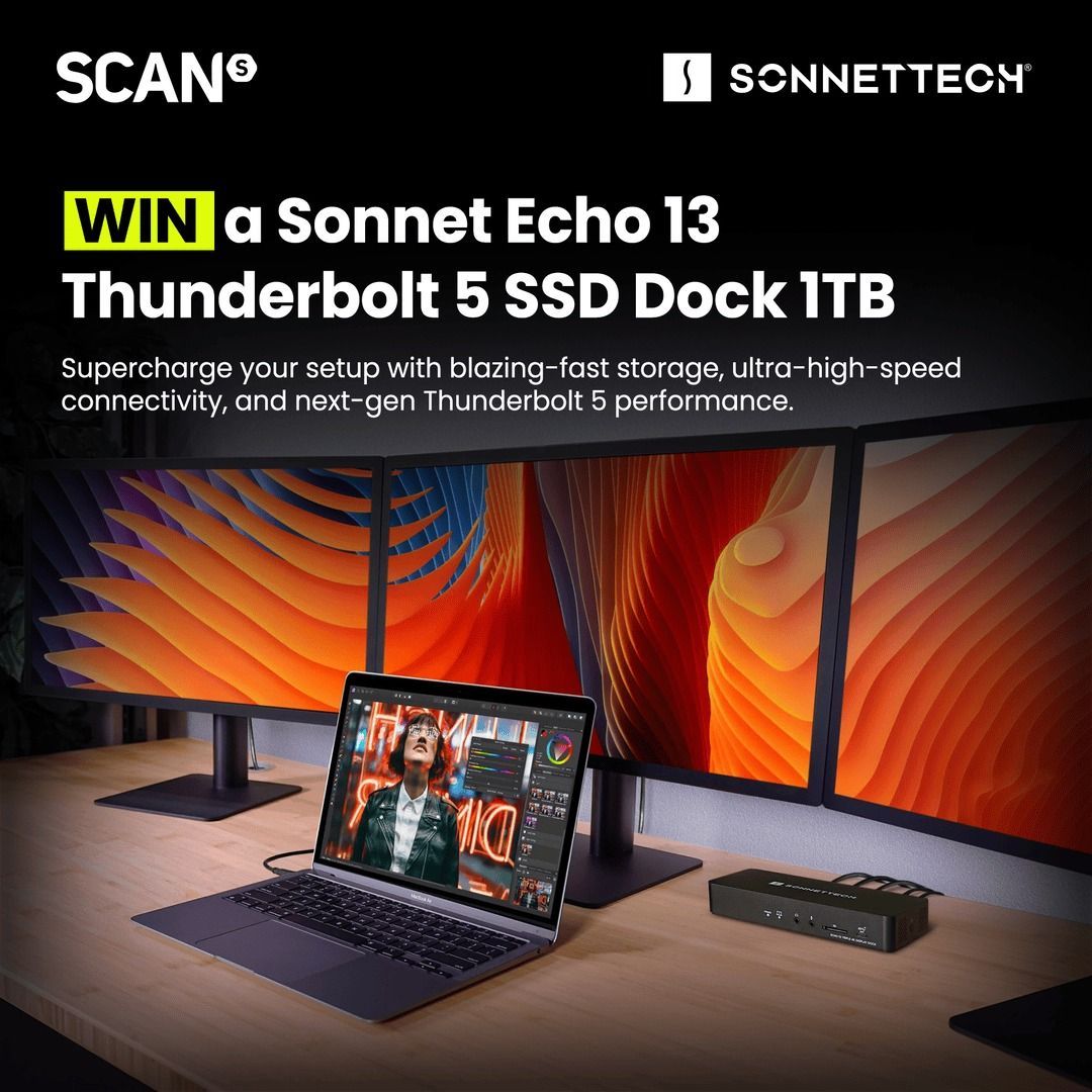 ScanComputers's tweet image. Enter for a chance to win the Sonnet Echo 13 Thunderbolt™ 5 SSD Dock (1TB)!
With 1TB of high-speed storage and best-in-class Thunderbolt 5 performance, this dock delivers everything you need to elevate your digital workspace. Simple. Seamless. Powerful.
Ends 1st August 2025 -…