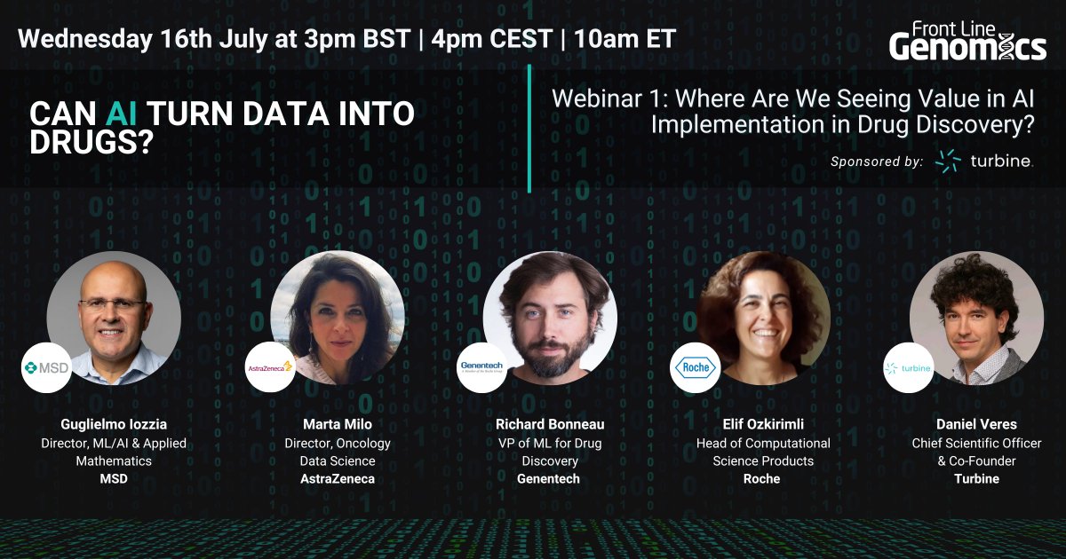 FLGenomics's tweet image. One hour to go! Our panel on ‘Where Are We Seeing Value in AI Implementation in Drug Discovery?’ kicks off soon! Hear about real-world examples, challenges that hinder wider adoption, and key capabilities needed to scale AI’s impact. Register here: hubs.la/Q03xqMZ80 #AI…