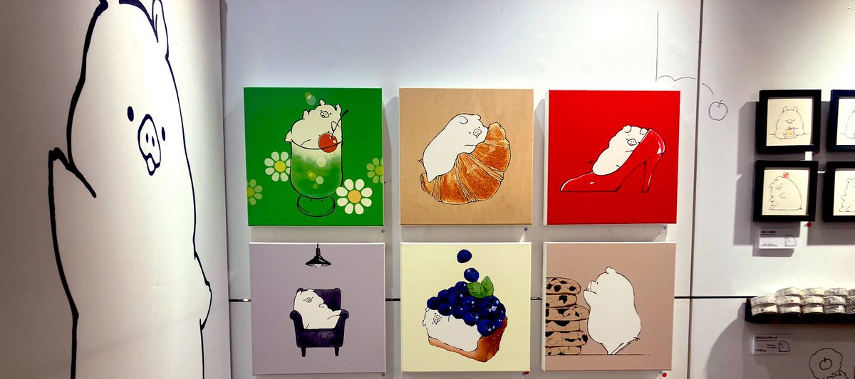 Otk_mop's tweet image. 豚活(推し活)の為新宿へ🐖🐖🐖
前髪ぱっつん(@maegami_27 )さんの個展に行ってきました。
場所【@popspace_shop 】23日まで
爽やかで可愛い空間に癒されてました。(多分隠れた豚さんは探し出せました🥷)
作家さんの会える日に調整出来なかったのが悔やまれる所。
また次のイベントで👋
