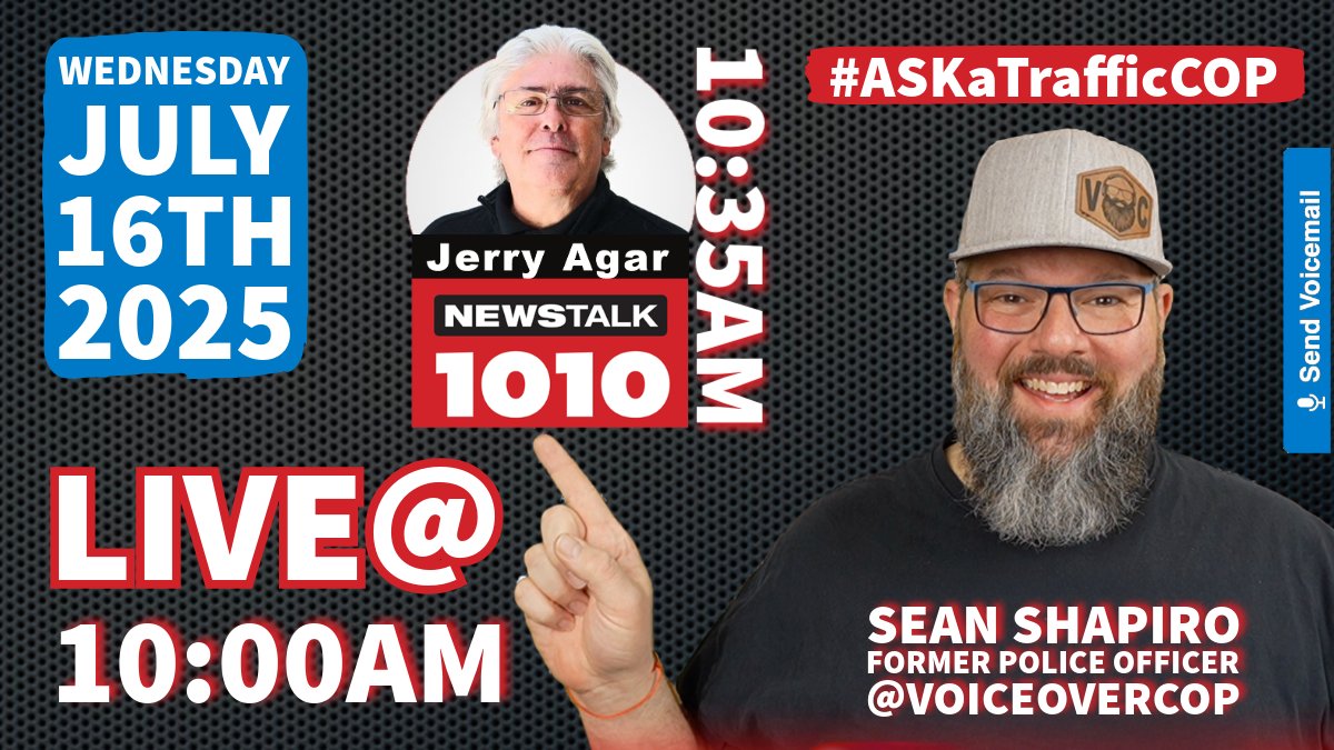 🚨 Ask a Traffic Cop – Live at 10:00am! 

I'll be here to answer your #Traffic &amp; #Police questions from 10:00am and at 10:35am my friend Jerry Agar from @newstalk1010 will join me as we take questions from his live radio audience. It’s always a fast-paced and fun segment.  

I’m