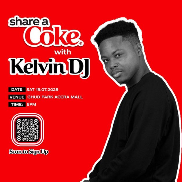 Guys, get ready—this Saturday we’re heading to Ghud Park at Accra Mall to #ShareACoke with Jubed, Kelvin DJ, and a lineup of amazing artists and DJs.

Don’t miss out. Register now 👉 bit.ly/4lEHDhd 🔥