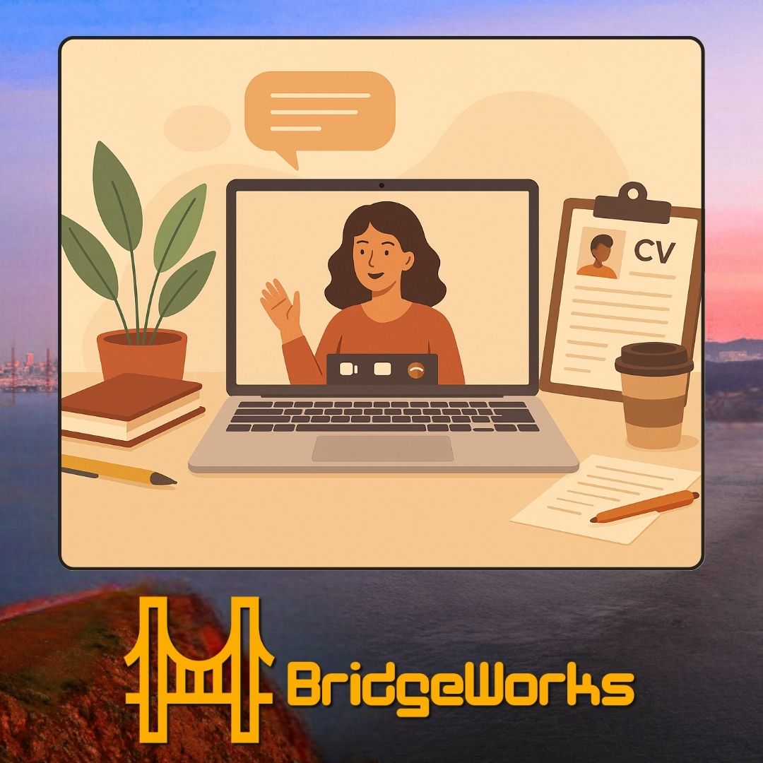 BridgeWorkscomp's tweet image. Online sollicitatietraining volgen? BridgeWorks biedt praktische trainingen in kleine groepen. Je krijgt tips die direct werken en kunt oefenen in een veilige setting.

Meld je aan: anna@bridgeworkscompany.nl

#thuiswerken #sollicitatietraining #inclusief