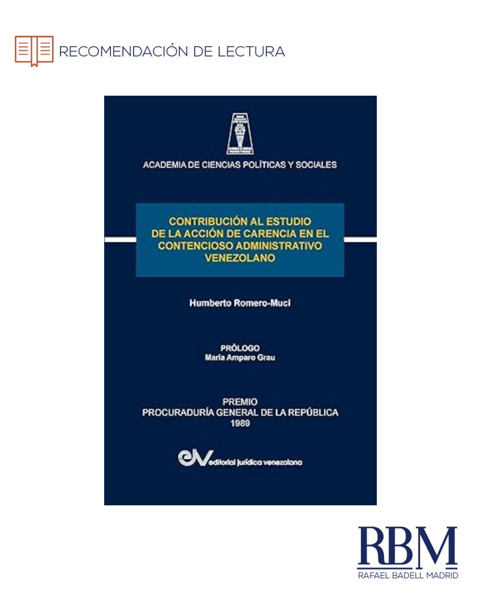 Rafael Badell Madrid (@rbadell) on Twitter photo (1/4) Me complace mucho recomendar el libro "Contribución al estudio de la acción de carencia en el contencioso administrativo venezolano", del Dr. Humberto Romero-Muci, con prólogo de la Dra. María Amparo Grau, publicado por la <a href="/acienpol/">Academia de Ciencias Políticas y Sociales</a> y la EJV, Caracas, 2025. (1/4) Me complace mucho recomendar el libro "Contribución al estudio de la acción de carencia en el contencioso administrativo venezolano", del Dr. Humberto Romero-Muci, con prólogo de la Dra. María Amparo Grau, publicado por la <a href="/acienpol/">Academia de Ciencias Políticas y Sociales</a> y la EJV, Caracas, 2025.