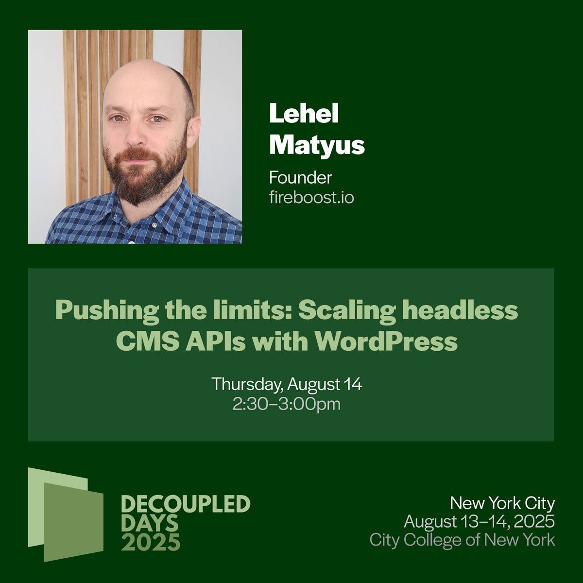 Lehel Matyus <a href="/lehelmatyus/">Lehel Matyus</a> on Pushing the limits: Scaling #headless #CMS #APIs with #WordPress <a href="/decoupleddays/">Decoupled Days • 2026</a> 
🎟️Tickets: ti.to/decoupleddays/… 
🕸️ Session: 2025.decoupleddays.com/events/2025/se…