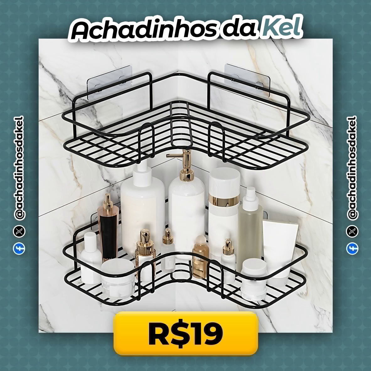 achadinhosdakel's tweet image. ADEUS BAGUNÇA! ORGANIZE JÁ! ✨🛀

🧴 Prateleira Triangular Adesiva Banheiro/Cozinha
🔥 POR R$19

🛒 s.shopee.com.br/7fIblDK8AK

#Organização #CasaDecorada #BanheiroCozinha
