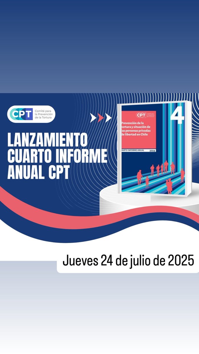 mnptChile's tweet image. Lanzamiento del IV Informe Anual del CPT: el próximo 24 de julio se presenta ante organismos estatales e internacionales los hallazgos del monitoreo realizado, junto con recomendaciones para prevenir la tortura y malos tratos hacia las personas bajo custodia o cuidado del Estado.