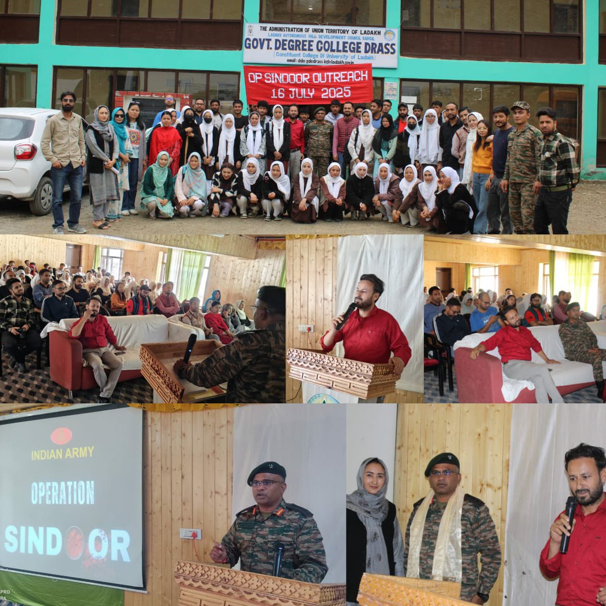GDC Drass Hosts 'Operation Sindoor' Outreach Program in Collaboration with 5/5 Gorkha Rifles Frontier Force on July 16, 2025 at College, Commanding Officer Colonel Bagul Pritish Sharad addressed as key note speaker.
<a href="/ddnewsladakh/">DD NEWS LADAKH</a> <a href="/lg_ladakh/">Office of the Lt. Governor, Ladakh</a> <a href="/ULadakh/">UNIVERSITY OF LADAKH</a> <a href="/LadakhSecretary/">Secretary UT Ladakh</a>