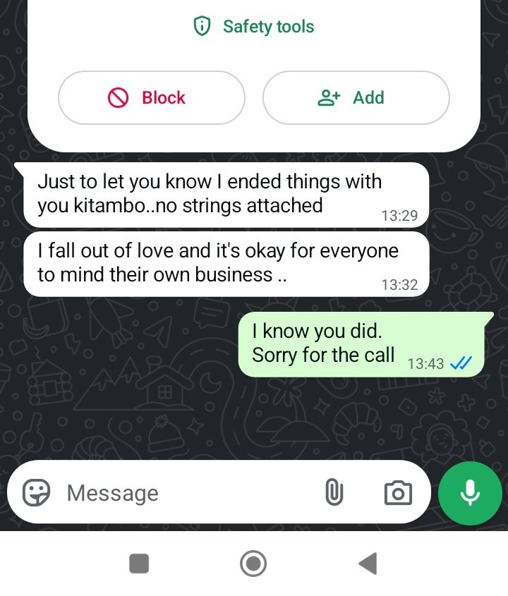 When she dumps you on text like this,

— Don't respond.

Leave her on read.

Keep quiet and focus ahead.

GUARD YOUR FRAME.

#BetterTogether