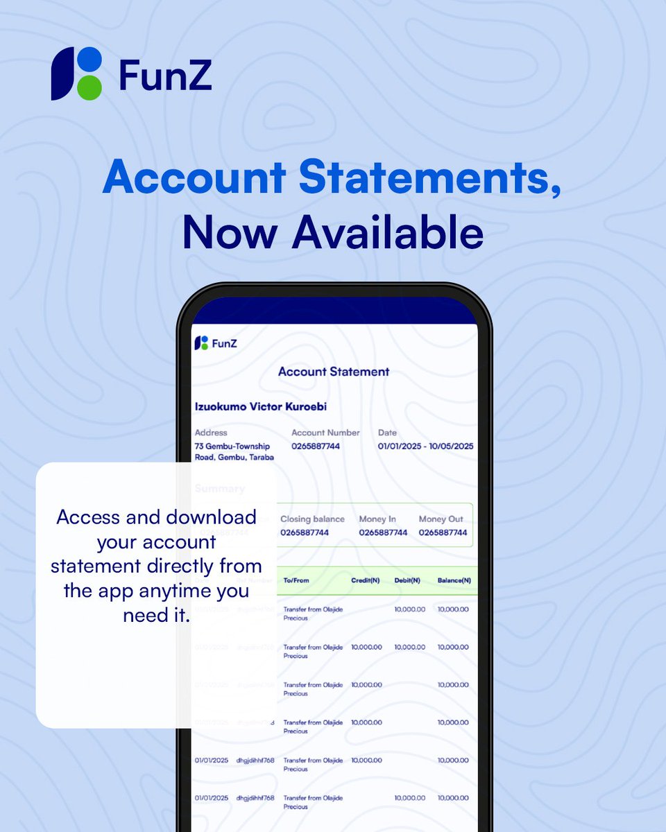 FunZ_NG's tweet image. A few things just got better on the FunZ App!📢✨️

From flexible verification options to easier access to your account statements, this update is built to serve you better.

Update your app and enjoy the new improvements. You’ll feel the difference. 💚

#AppUpdate #FunZUpdates