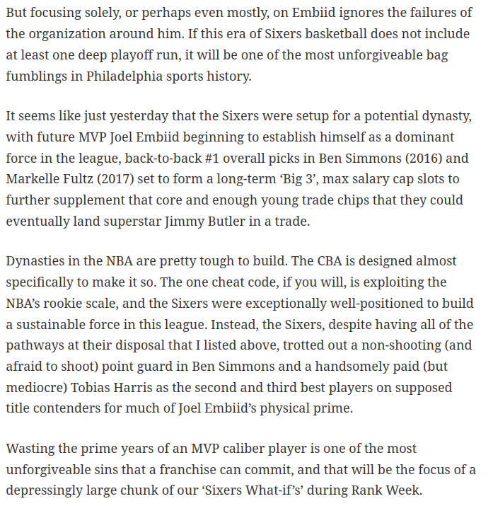 DerekBodnerNBA's tweet image. ICYMI, I broke down the top-10 Sixers "What If's" in franchise history, mixing a bunch of personal anecdotes and stories from my time covering a depressingly large (6!) number of them.
allphly.com/rank-week-the-…
