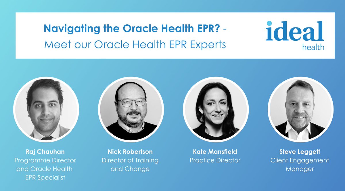📍Navigating the Oracle Health EPR? Meet our expert team.
 
If your Trust is planning or progressing an Oracle Health (Cerner) EPR implementation, Ideal Health can be your expert delivery partner. Our in-house team consists of former Cerner staff who’ve successfully delivered