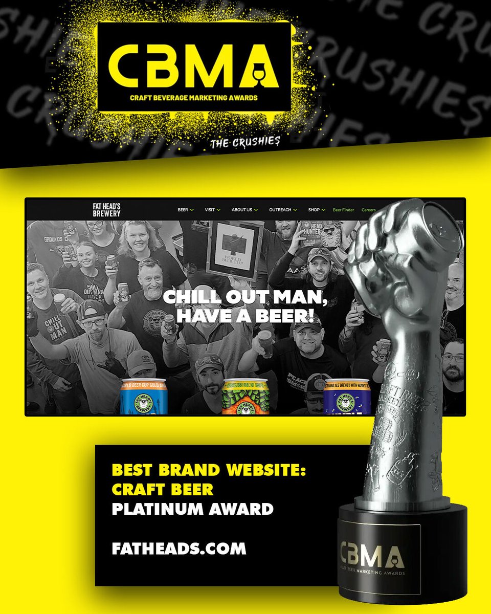 Congrats to <a href="/FatHeadsBeer/">Fat Head's Brewery</a> for being honored with 4 awards at the Worldwide Craft Beverage Marketing Awards (aka the Crushies)! We are proud to have worked with their team on their newly revamped online experience, which won a Platinum Award for Best Brand Website. #thecrushies