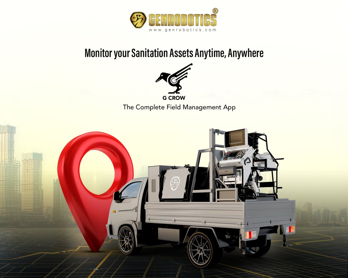 Genrobotic Innovations (@genrobotic) on Twitter photo 📍Know what’s working. Fix what’s not.
With G Crow, monitor your sanitation assets in real time, right from your phone. 📲🛰️♻️ 📡 It’s time to bring smart governance to sanitation. G Crow empowers cities to monitor and manage sanitation assets in real time, no more guesswork, no 📍Know what’s working. Fix what’s not.
With G Crow, monitor your sanitation assets in real time, right from your phone. 📲🛰️♻️ 📡 It’s time to bring smart governance to sanitation. G Crow empowers cities to monitor and manage sanitation assets in real time, no more guesswork, no