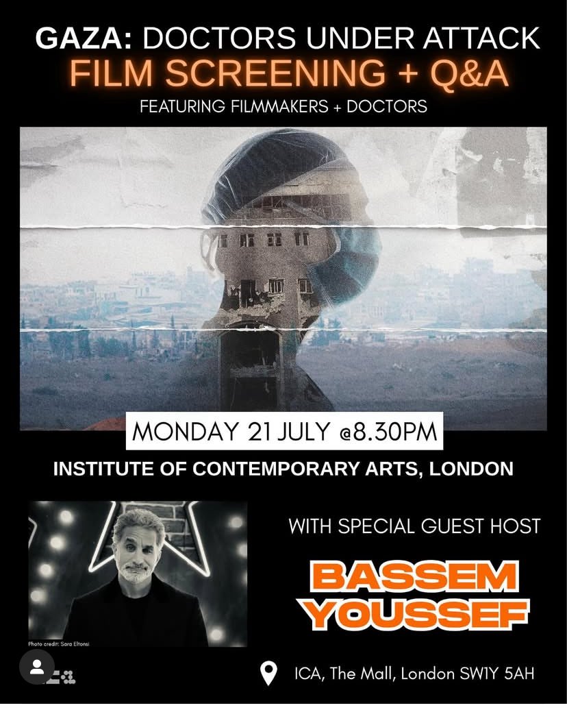 Basement_Films's tweet image. For those of you who haven’t bought tickets for the special @Byoussef hosted screening of “Gaza: Doctors Under Attack” do so now on the ICA website. It’s been wonderful to see so many come and watch and engage and we hope it will continue through July thanks to all at ICA