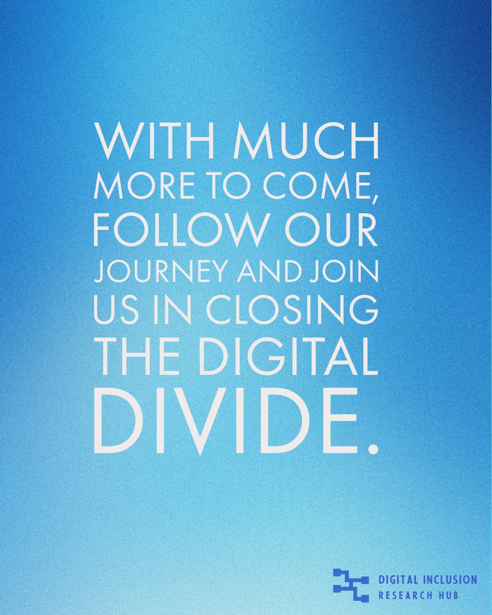 Since 2022, The Digital Inclusion Research Hub has been dedicated to closing the #digitaldivide. 

We have strived to provide solutions on a variety of issues from #highereducation to the rural-urban #healthdivide. 

With much more to come, follow along as we continue our journey
