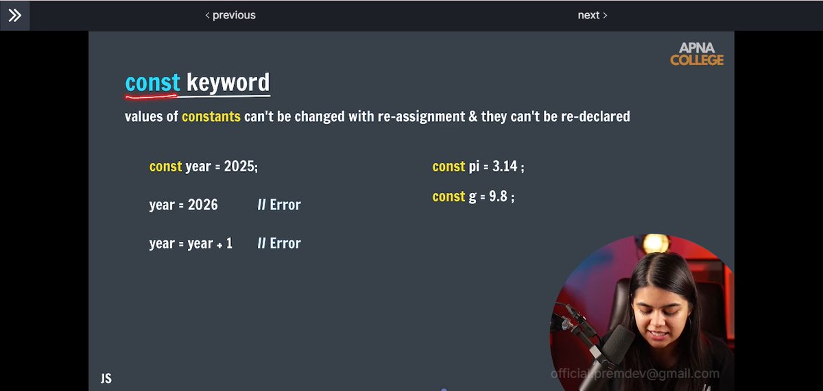 Anikeytrajput's tweet image. Today I learned about
✅ Operator Precendence
✅let, const &amp;amp; var keywords
Day 22 of #100dayscoding🚀
@apnacollageX #codingjouney #coding