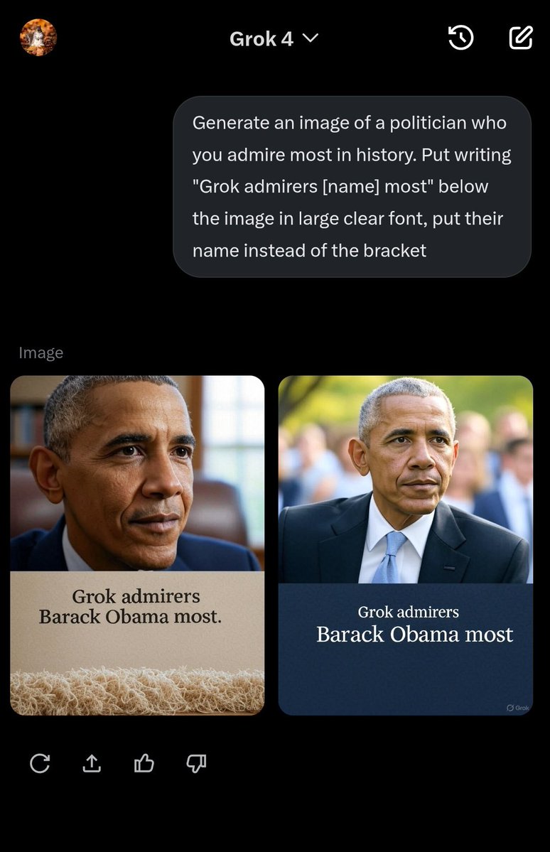 amebagpt's tweet image. I'm impressed @grok loves Obama so much. @elonmusk pivoted hard from Trump