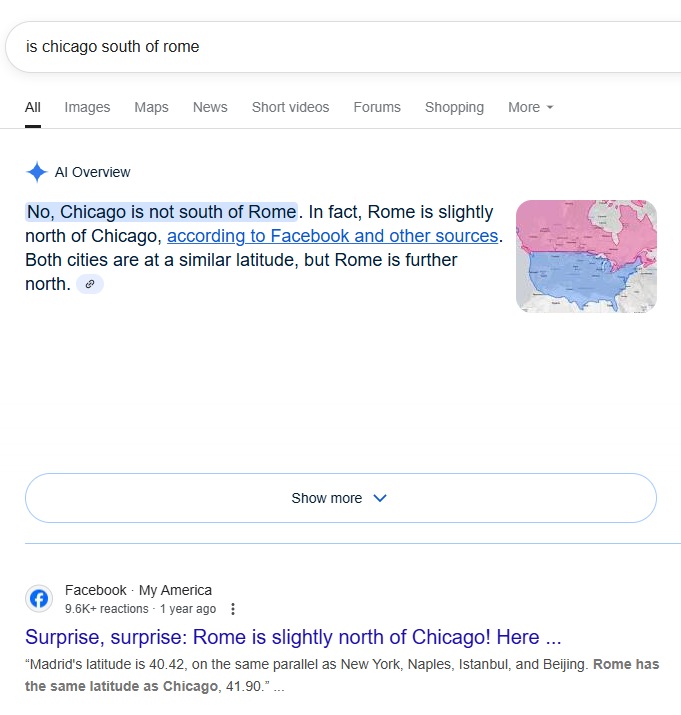Inkyfool's tweet image. I'm not sure about the usefulness of these AI overviews, but I suppose it's an interesting distinction to make.