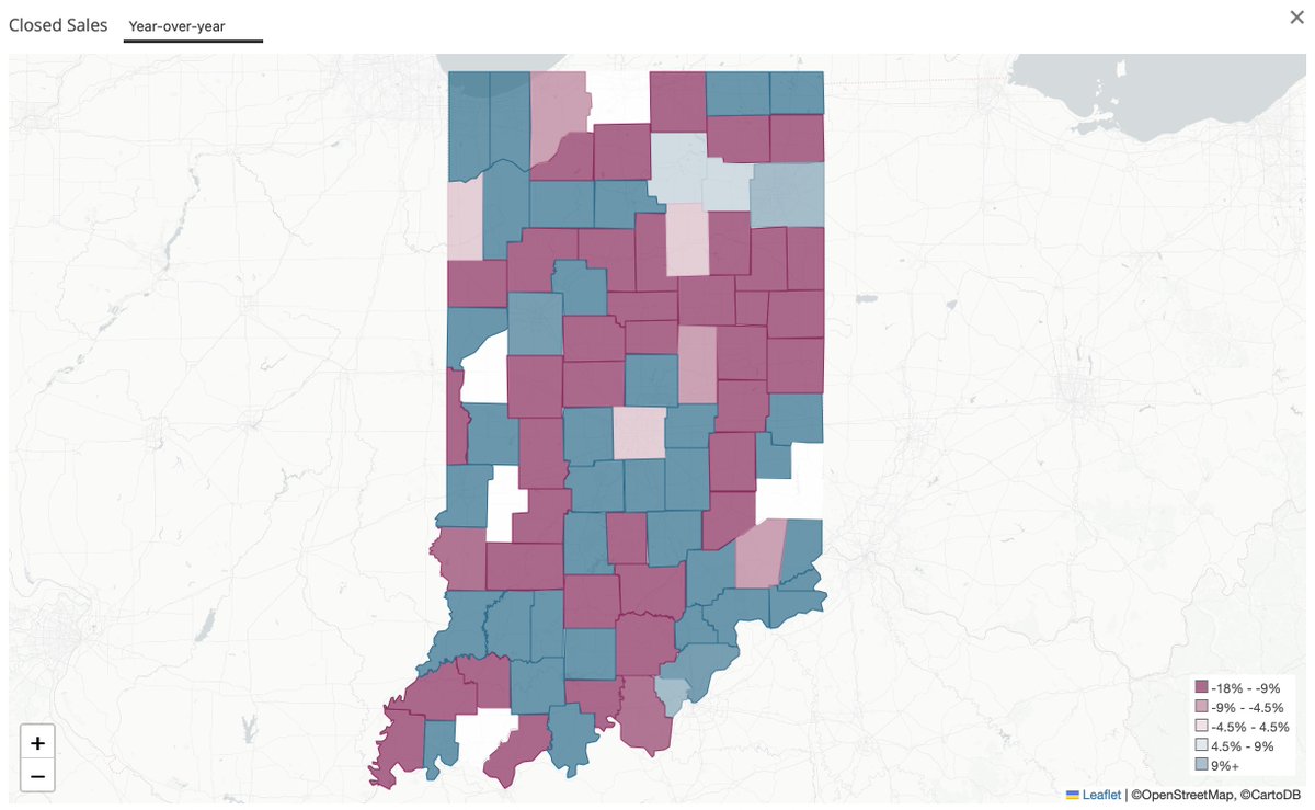 Monday Map--These counties have positive year-to-date sales growth: data.indianarealtors.com/reports/storie…