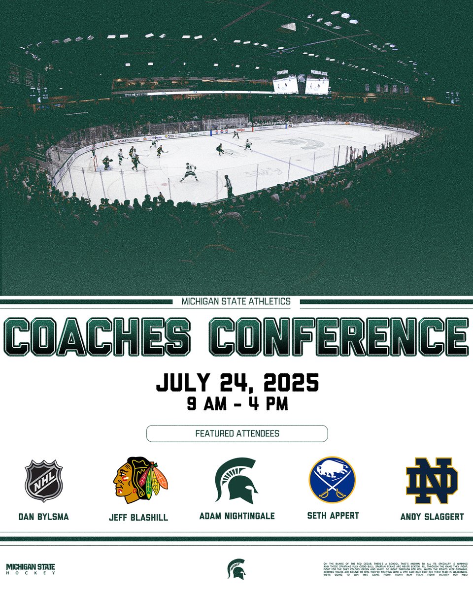 MSU_Hockey's tweet image. We're hosting a FREE coaching clinic on Thursday, July 24 here in East Lansing! Coaches will receive USA Hockey coaching credits for attendance
Since our last update we've added former Pittsburgh Penguins, Buffalo Sabres and Seattle Kraken head coach Dan Bylsma to the lineup!…