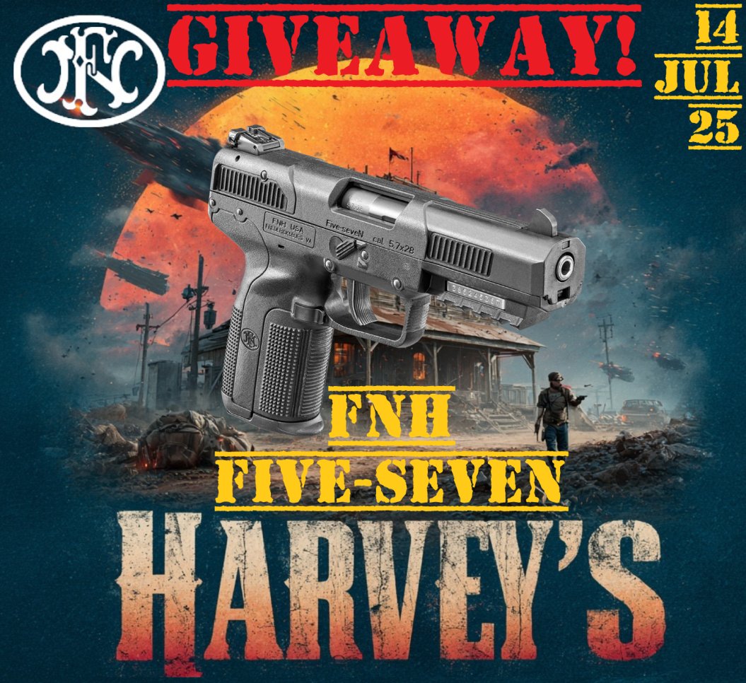 This week's giveaway is an FNH Five-Seven! Please help us spread the word to enter! We use these giveaways to help us get some traction here as X does not accept our dirty gun dollars! Follow, like, and share to enter! Thank you all and here is to another week and another chance,