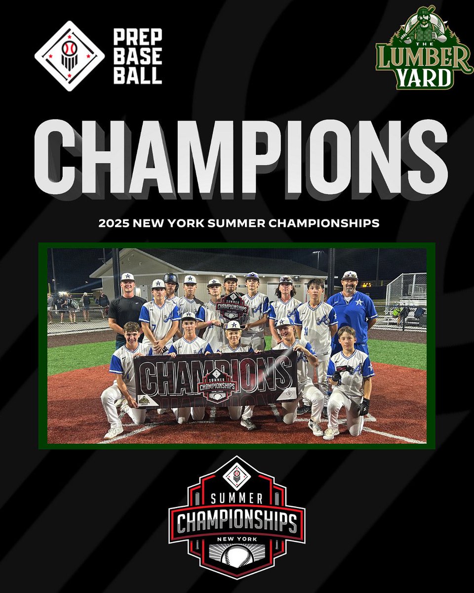 The Lumber Yard (@lumberyardny) on Twitter photo Congratulations to the 13U #NYSummerChampionships champion, <a href="/AllstarsAcademy/">All-Stars Academy</a>! 🏆
#TheLumberYard | @pbrtournaments Congratulations to the 13U #NYSummerChampionships champion, <a href="/AllstarsAcademy/">All-Stars Academy</a>! 🏆
#TheLumberYard | @pbrtournaments