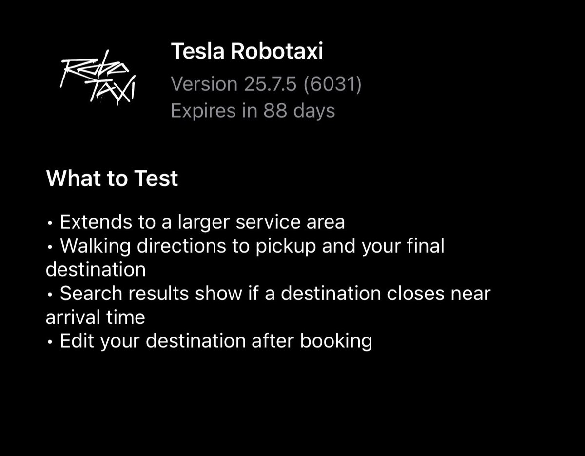 heydave7's tweet image. I’m very impressed with how fast the Tesla team is improving the Robotaxi service and app. “Edit destination after booking” and “walking directions to pickup” were two biggest features on my wishlist for the Robotaxi app. And now service area is greatly expanded much quicker…