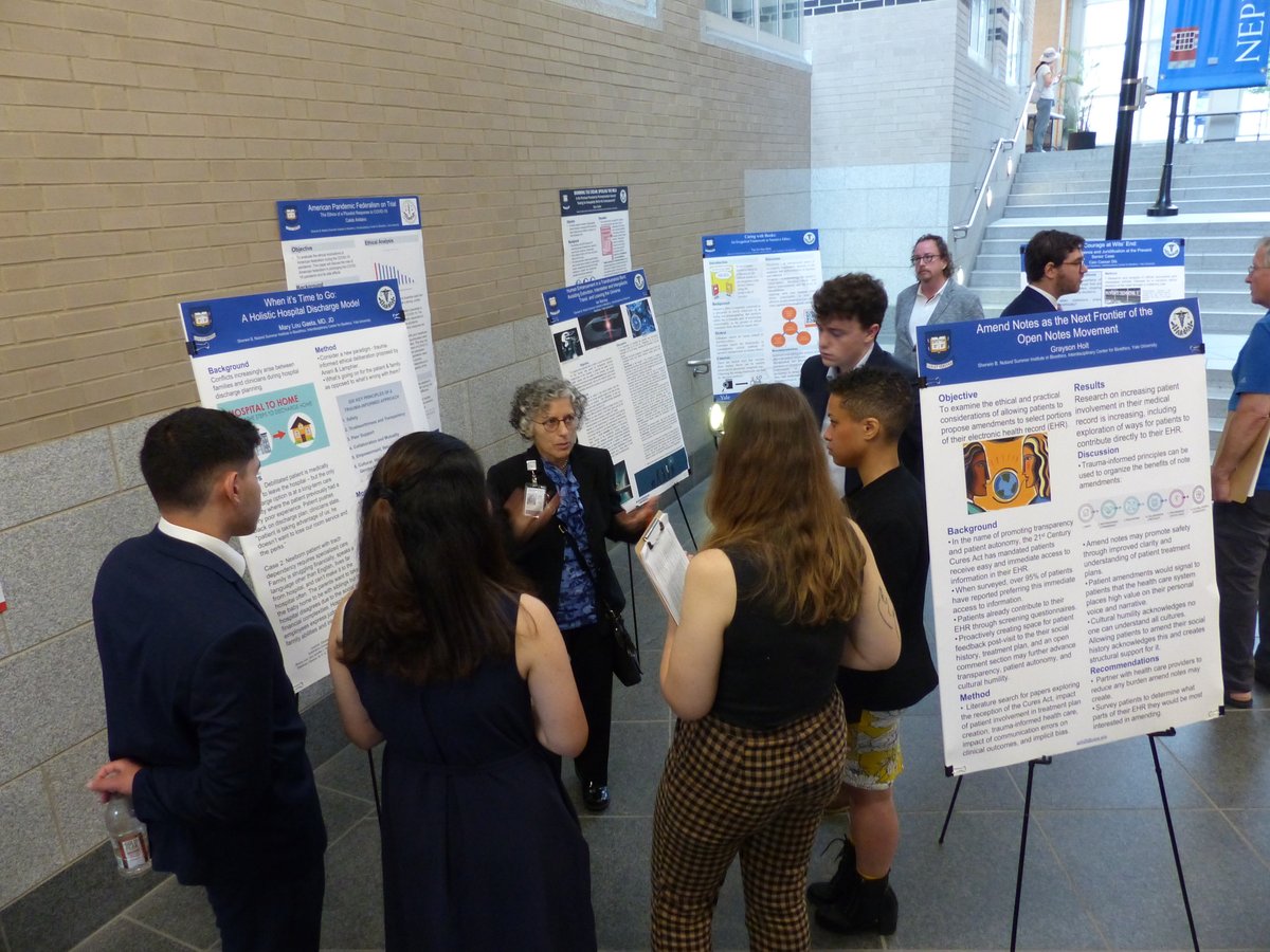 ISPSYale's tweet image. Join us for discussions about moral tensions within medicine, law, AI, and public health at the Summer Institute in Bioethics poster session. Participants will present what they have learned. Friday 7/18 from 10:30 to 12, TAC, 300 Cedar St. @YaleBioethics