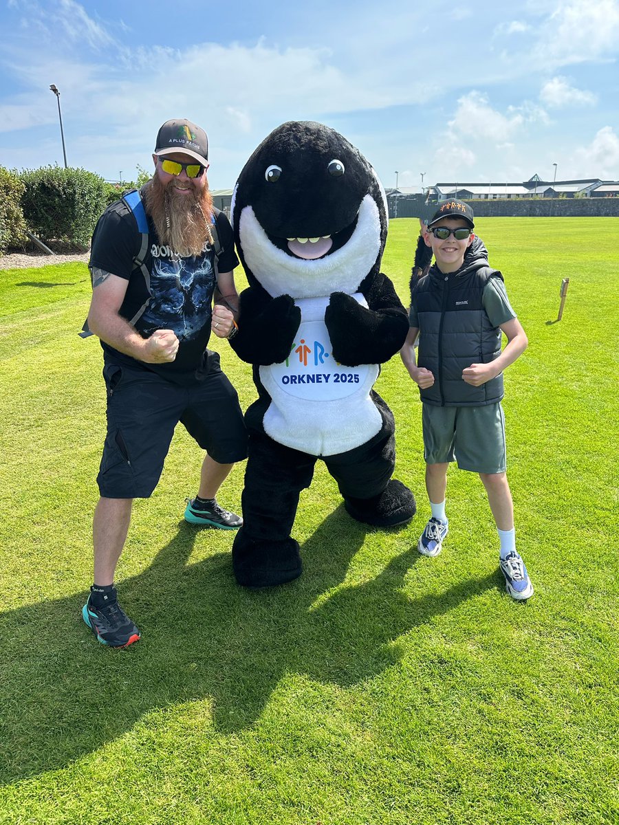 OrkneyUncovered's tweet image. My son Benji and I with Ola the Orca at the archery. @orkney2025