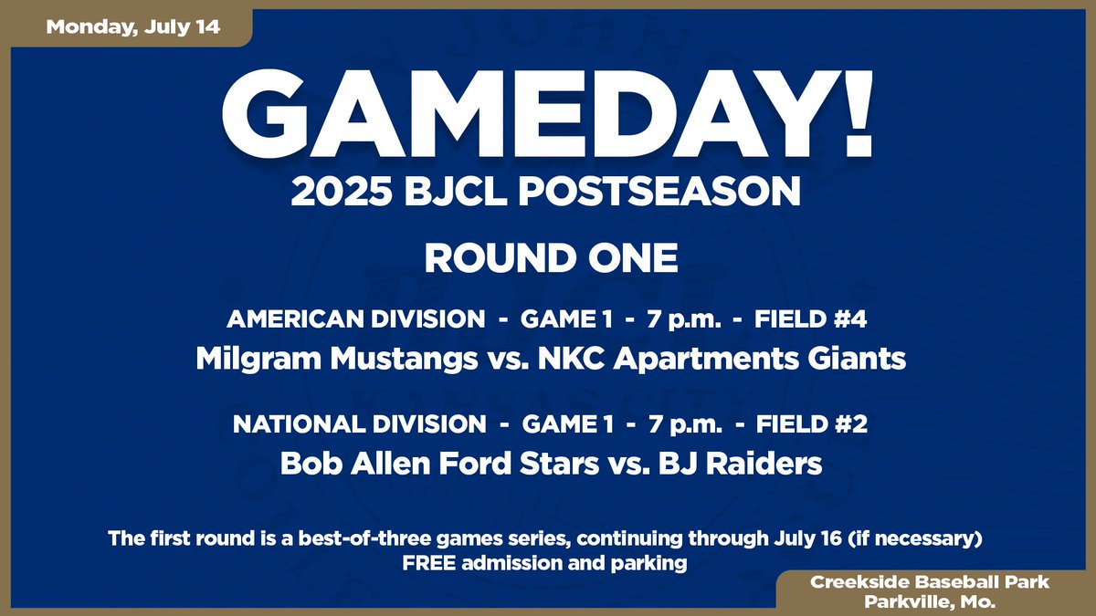 It's postseason #BJCLGameday!

Come out to Creekside Baseball Park tonight and watch our talented collegiate ballplayers!