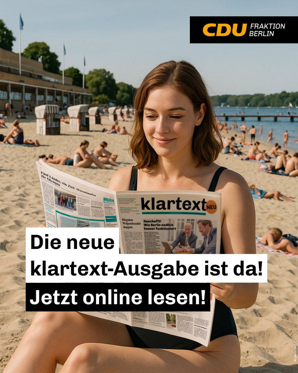 Die Sommer-Ausgabe ⛱🍦 unserer Fraktionszeitung "klartext" ist online❗In dieser Ausgabe mit einer großen Infografik zum öffentlichen Nahverkehr in Berlin! 🚌 🚋 🚇

Ein weiteres Thema ist die Reform des Polizeigesetzes. Weitere Artikel befassen sich mit unseren Anträgen für ein