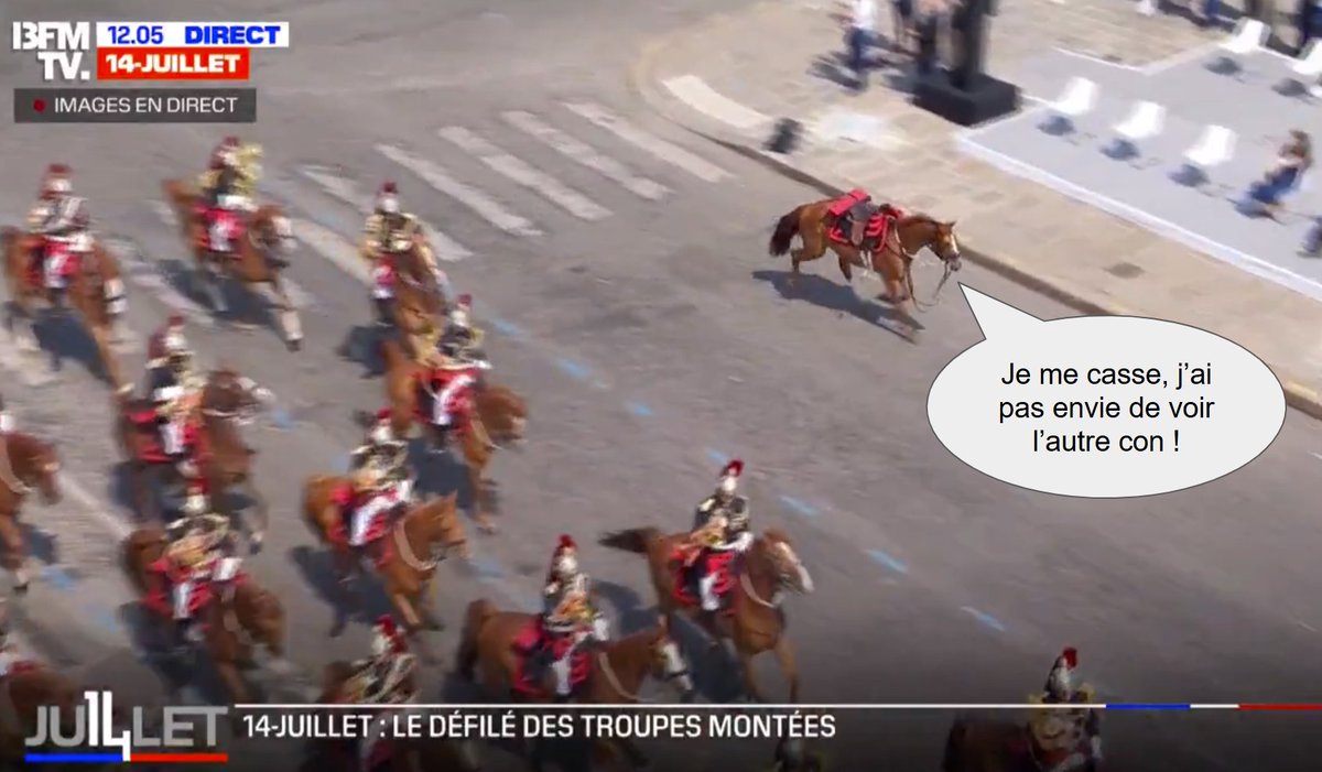 Hey Manu <a href="/EmmanuelMacron/">Emmanuel Macron</a> ! Même les chevaux ne te supportent plus !