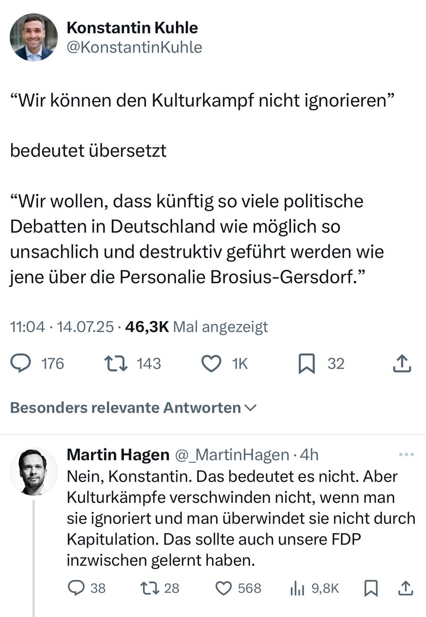 NeoliberaleA's tweet image. Was @_MartinHagen sagt. Eine liberale Partei, die sich dem Kulturkampf entzieht, ist eine tote Partei.