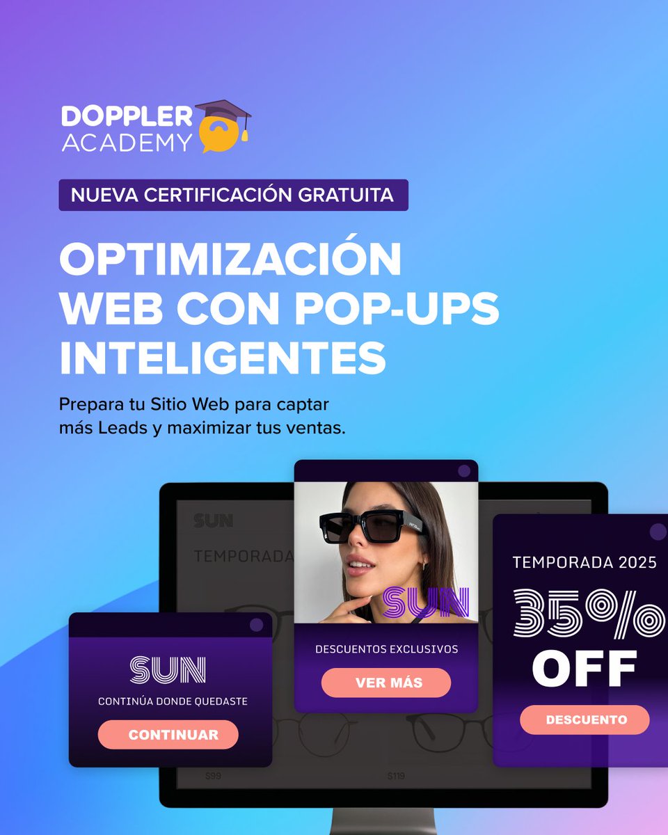 ¿Qué aprenderás en este #Curso gratuito?

🚀 Cómo aplicar Pop-Ups Inteligentes a tu Sitio Web para mejorar la experiencia de tus clientes.

🚀 Cómo configurarlos para maximizar tus ventas y adaptarlos a tu negocio.

Comienza aquí: tinyurl.com/2wa7h4u5