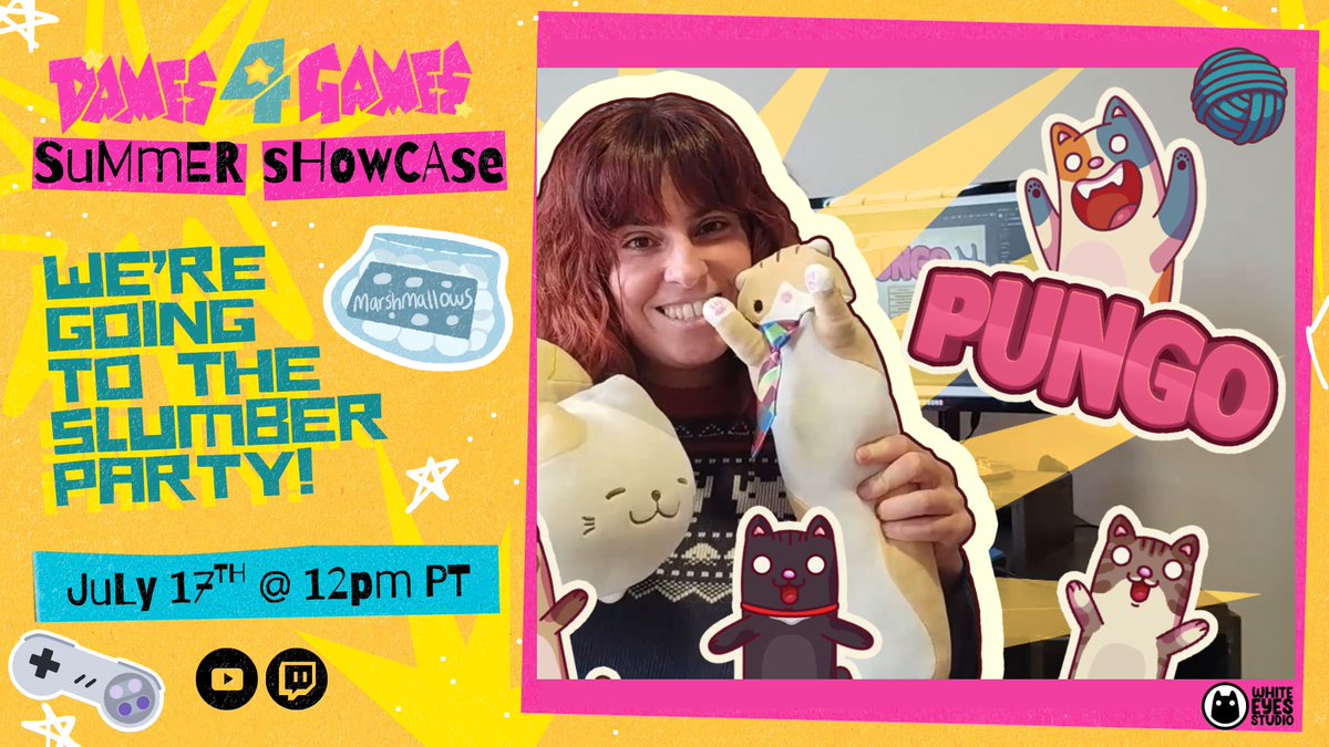 Pungo_game's tweet image. 🎮✨ Pungo at @Dames4Games Showcase! ✨🎮
📅 July 17
🕛 12 PM PT / 4 PM AR
We’re thrilled to announce that Pungo will be featured at the @Dames4Games showcase! Don’t miss it—come watch our dev @ValeZumZum share more about the game and what’s behind the meowgic.
#IndieGameDev