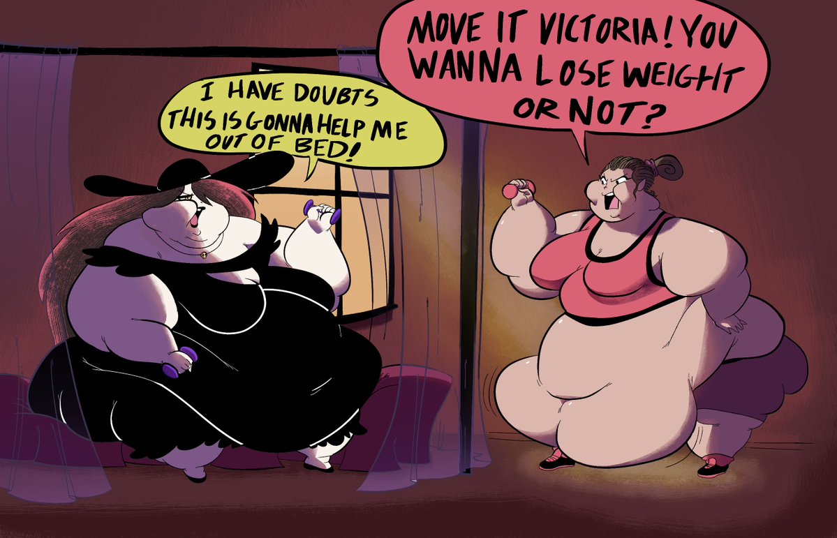 Victoria and Sam trying to get a work out routine down.