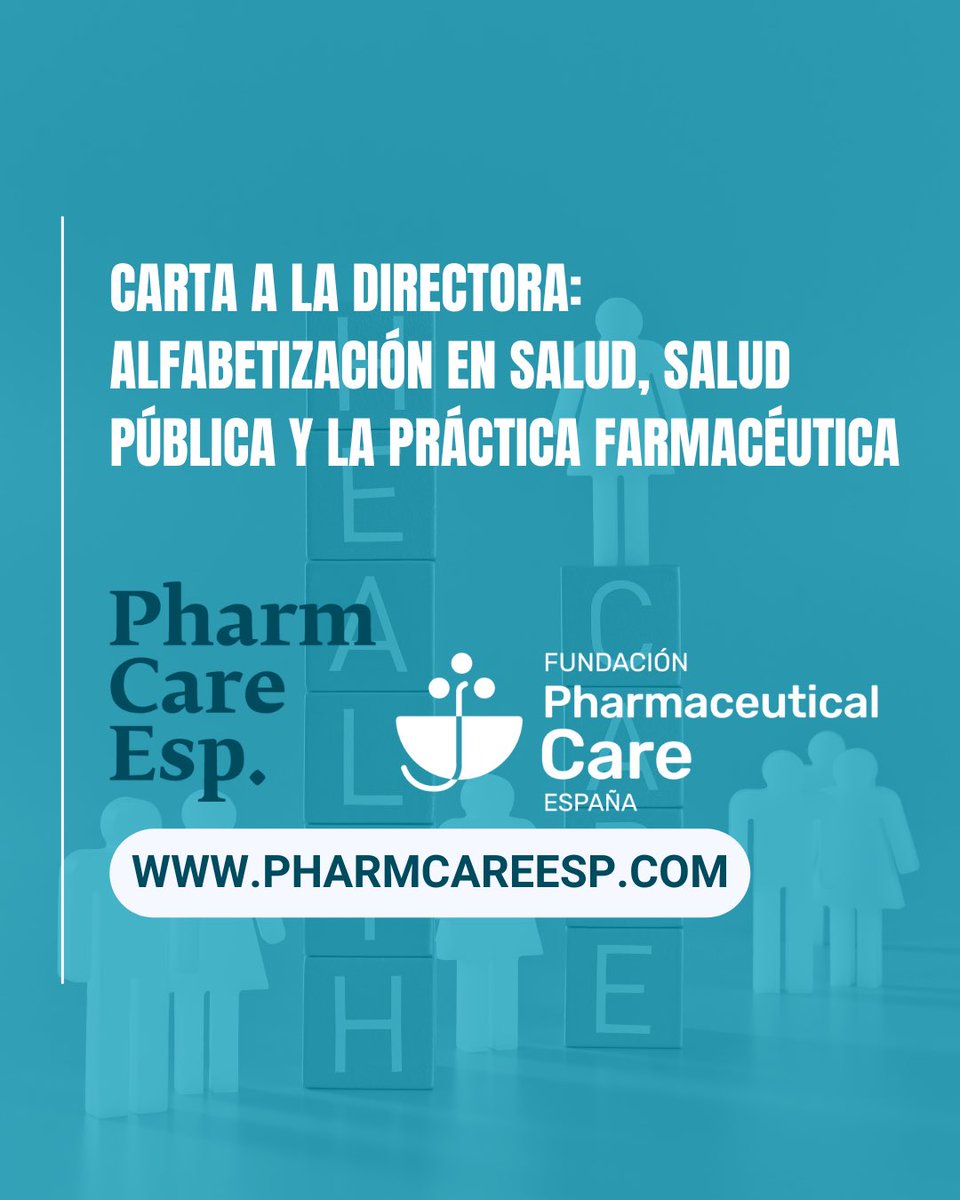 📣 Carta a la directora: 'Alfabetización en Salud, Salud Pública y la Práctica Farmacéutica”, nuevo artículo en nuestra Revista #PharmCareEsp ➡ pharmcareesp.com/index.php/Phar…

#PharmCareEsp #PharmaceuticalCare #AtenciónFarmaceutica #Farmacia #SaludPública #PrácticaFarmacéutica