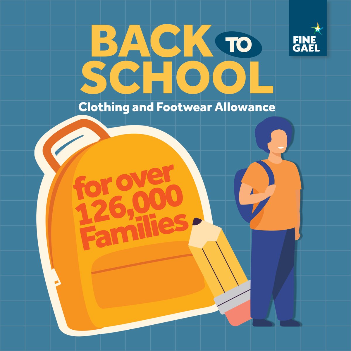 FineGael's tweet image. 📚✏️From today, 126,000 families will receive help with back-to-school costs. €160 for children aged 4-11 and €285 for children aged 12 and over.
This is one of the ways Fine Gael is supporting families right across the country.