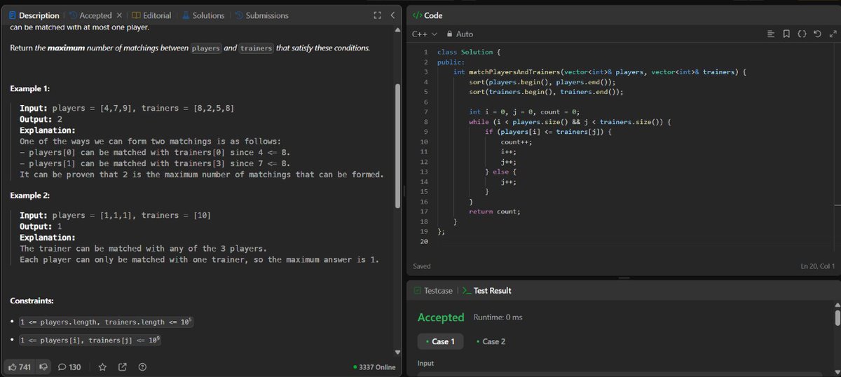 honneyrajput__'s tweet photo. Day 24 of My DSA Journey
Every problem solved = one step closer to mastery 💻✨
Today was a mix of challenges and breakthroughs — loving the grind!
Staying focused and consistent 🔁
#Day24 #DSA #100DaysOfCode #LeetCode #CodingJourney #CodeInProgress #potd https://t.co/kqAaq3ecXS