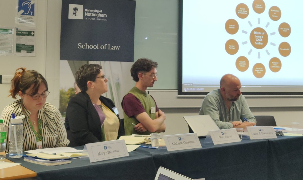 UoN_Law's tweet image. Our third session of the day examined the legal complexities in issues of perpetration, chaired by Dr Javier S. Eskauriatza with presentations from Dr Michelle Coleman, Mary Waterman & Rory Sugrue #UoN_ICL25 #IntlCrimJustice
