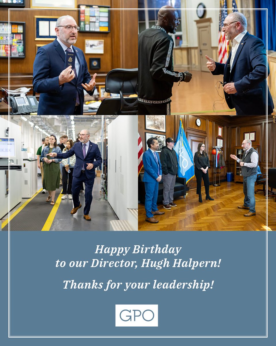 USGPO's tweet image. Happy Birthday to our Director, Hugh Halpern! Thanks for your leadership!
