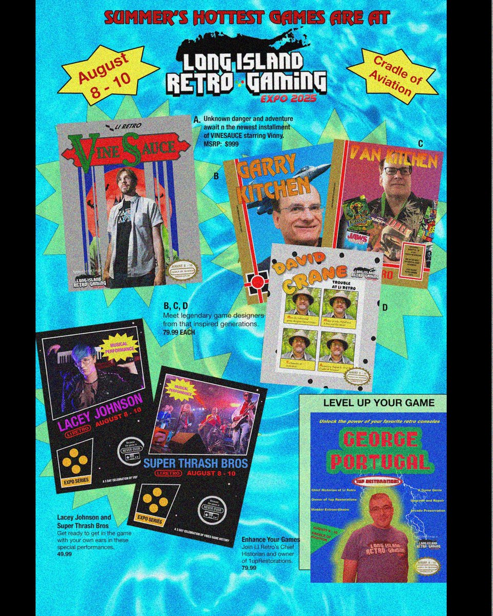 Liretro's tweet image. The hottest guest titles are coming to LI Retro! Check out this week’s circular to discover the newest guest announcements making a splash at the 10th Anniversary of LI Retro! Preorder your tickets now at LIRetro.com/tickets
👾 Join @VinnyVinesauce for a special 15th…