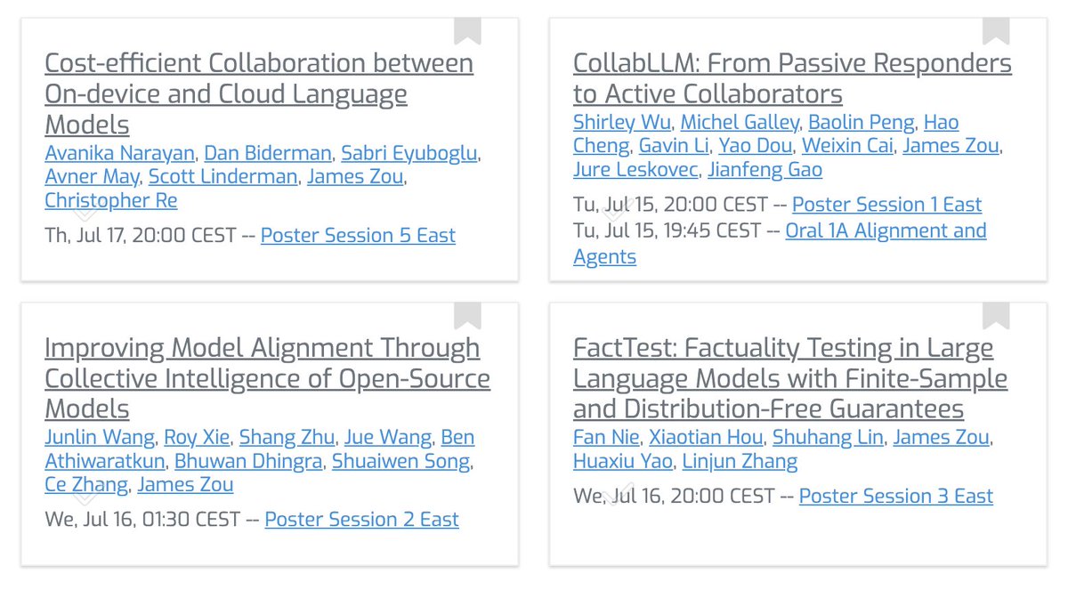 james_y_zou's tweet image. My wonderful students and collaborators are presenting several exciting papers at #ICML2025 this week! Check it out👇