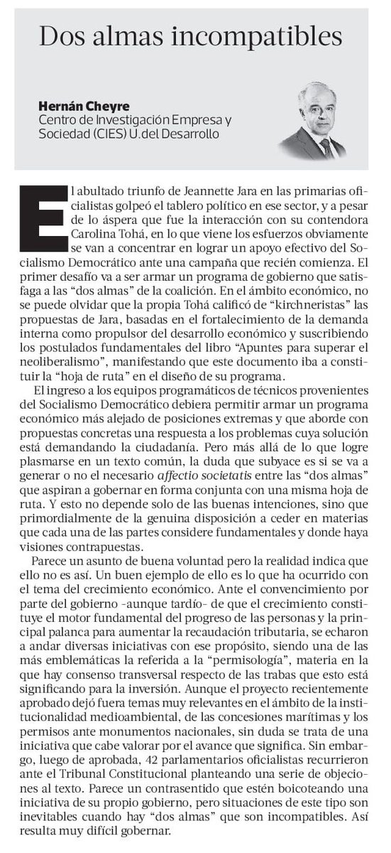 Negocios UDD (@negociosudd) on Twitter photo 🔴COLUMNA | El presidente del Consejo #CIESUDD, <a href="/hernancheyre/">Hernán Cheyre</a> escribió una nueva columna, publicada hoy en <a href="/latercera/">La Tercera</a>, titulada "Dos almas incompatibles".
➡️Te invitamos a leerla en nuestra web: negocios.udd.cl/noticias/2025/… 🔴COLUMNA | El presidente del Consejo #CIESUDD, <a href="/hernancheyre/">Hernán Cheyre</a> escribió una nueva columna, publicada hoy en <a href="/latercera/">La Tercera</a>, titulada "Dos almas incompatibles".
➡️Te invitamos a leerla en nuestra web: negocios.udd.cl/noticias/2025/…
