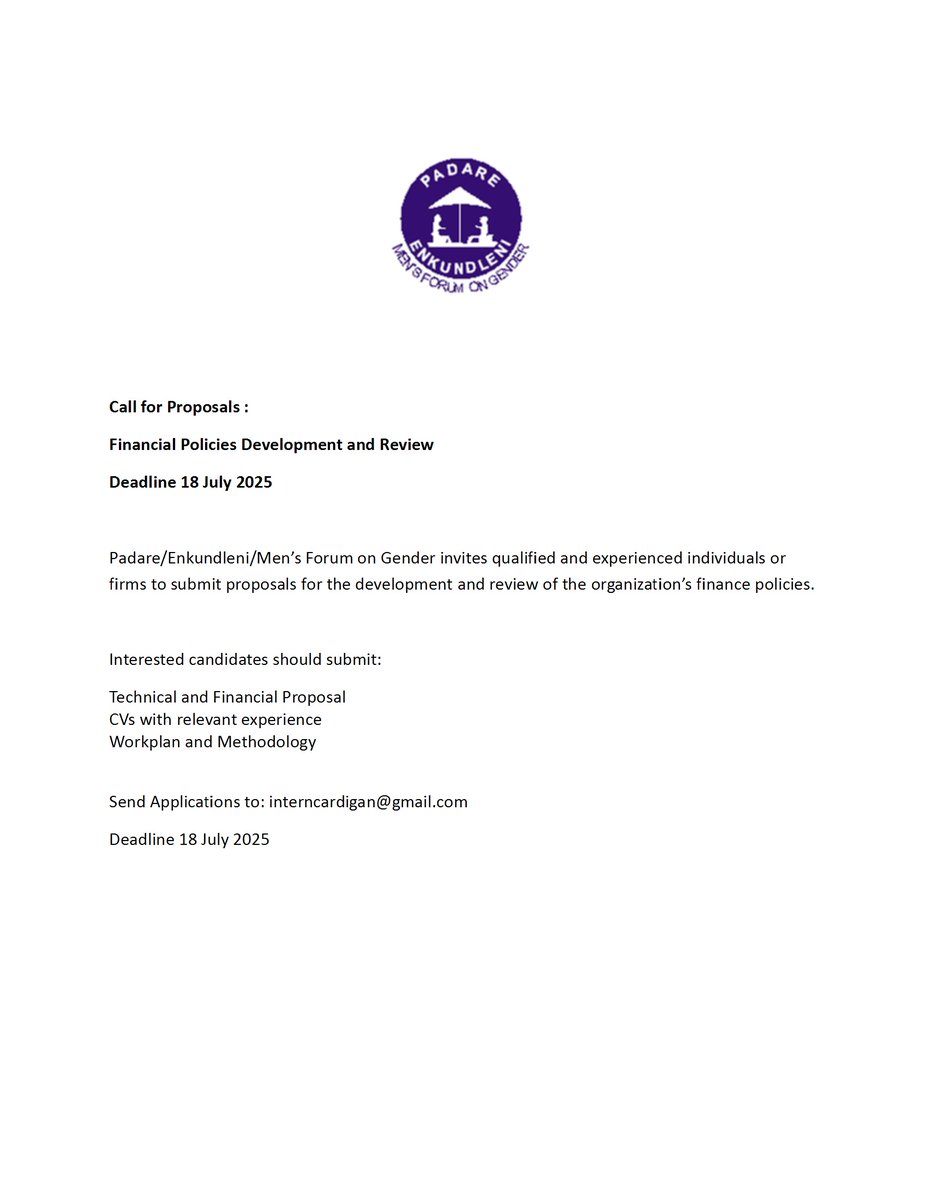 Call For Consultants . Development and Review of Financial Policies