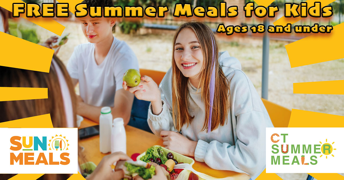 Free summer meals! Students ages 18 and under can come to campus for breakfast and lunch Monday through Friday. Breakfast is from 8:30 to 9 am and lunch from 11:15 to 11:45 am. Meals will be in the food court next to the Tirrell Building. Meals end August 22.